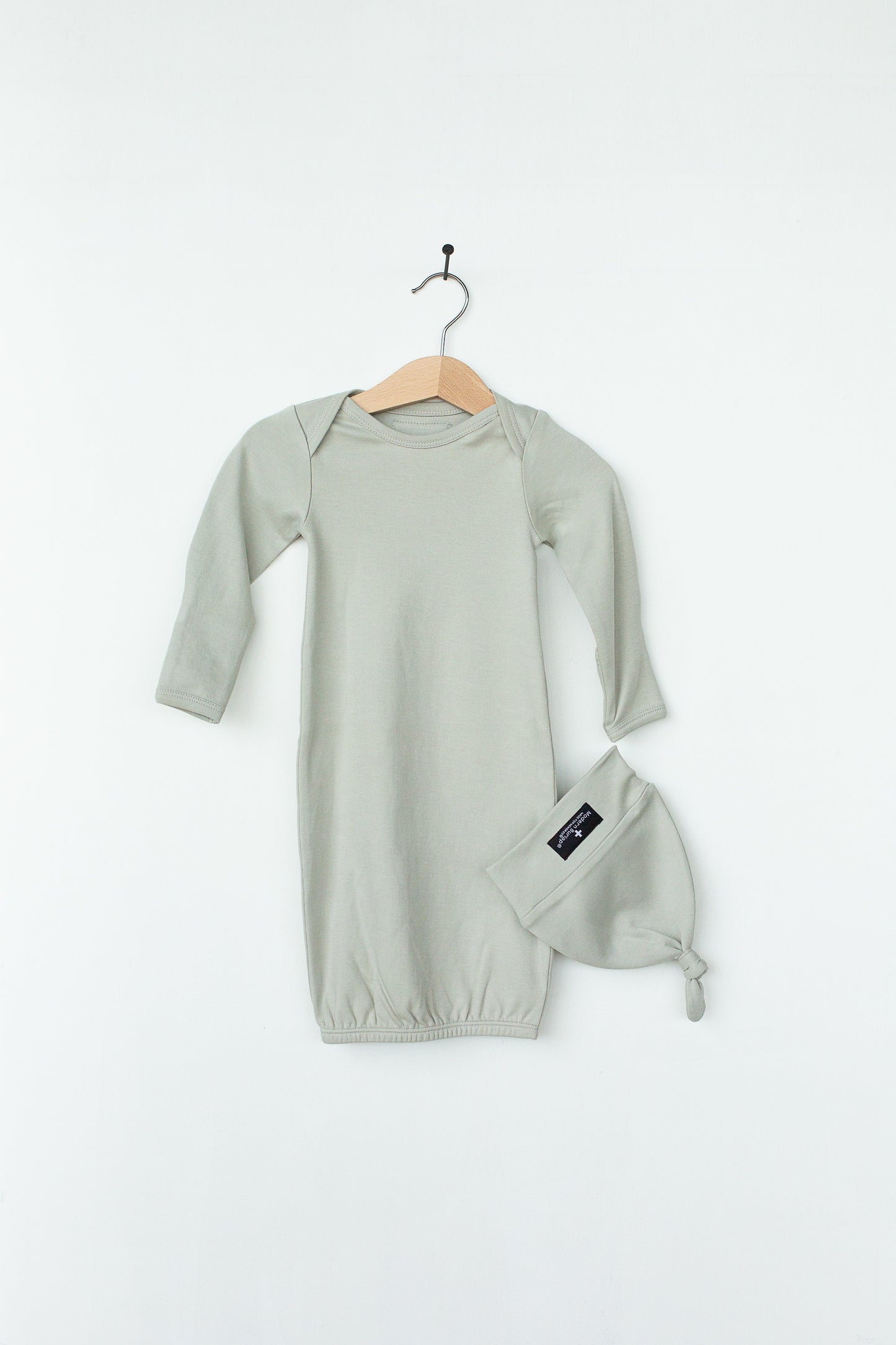 Silver Cloud organic knot hat and gown set by Modern Burlap