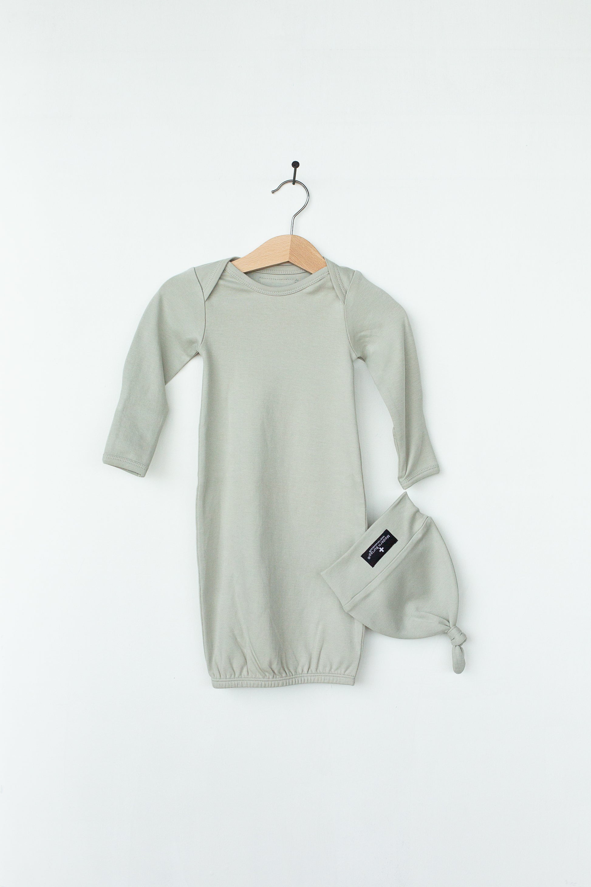 Silver Cloud organic knot hat and gown set by Modern Burlap