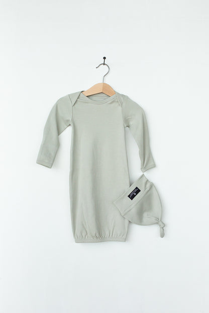 Silver Cloud organic knot hat and gown set by Modern Burlap
