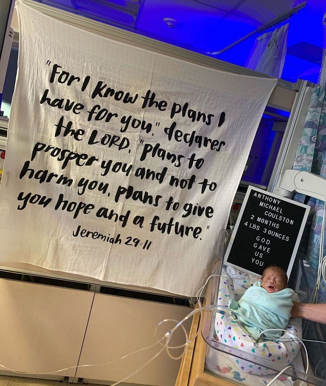 Jeremiah 29:11 Scripture swaddle and wall art by Modern Burlap