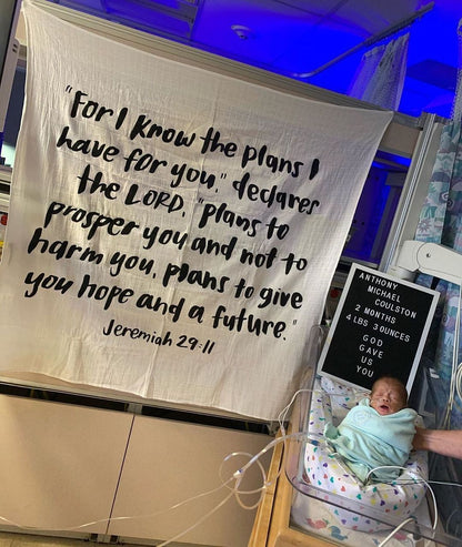 Jeremiah 29:11 Scripture swaddle and wall art by Modern Burlap
