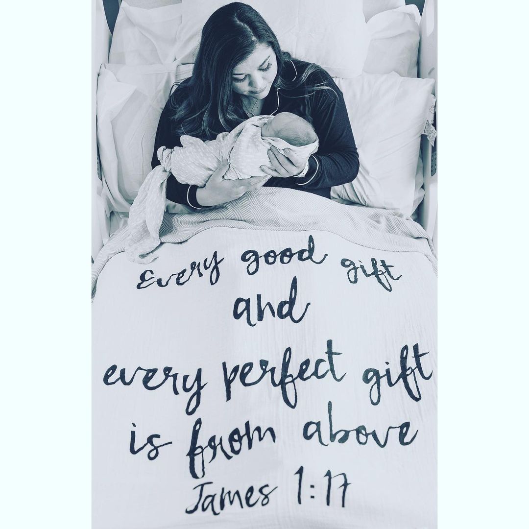 Organic Swaddle + Wall Art - Every good gift and every perfect gift is from above James 1:17