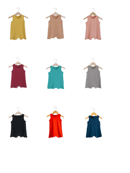 Organic Baby Tank Romper | GOTS Certified Organic Cotton | Solid Colors