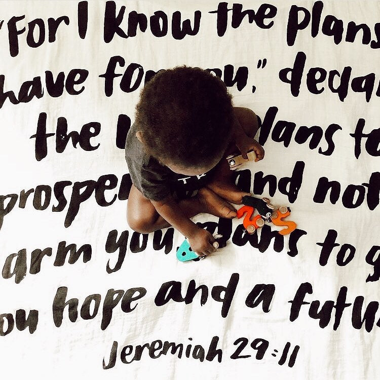 Jeremiah 29:11 Scripture swaddle and wall art by Modern Burlap