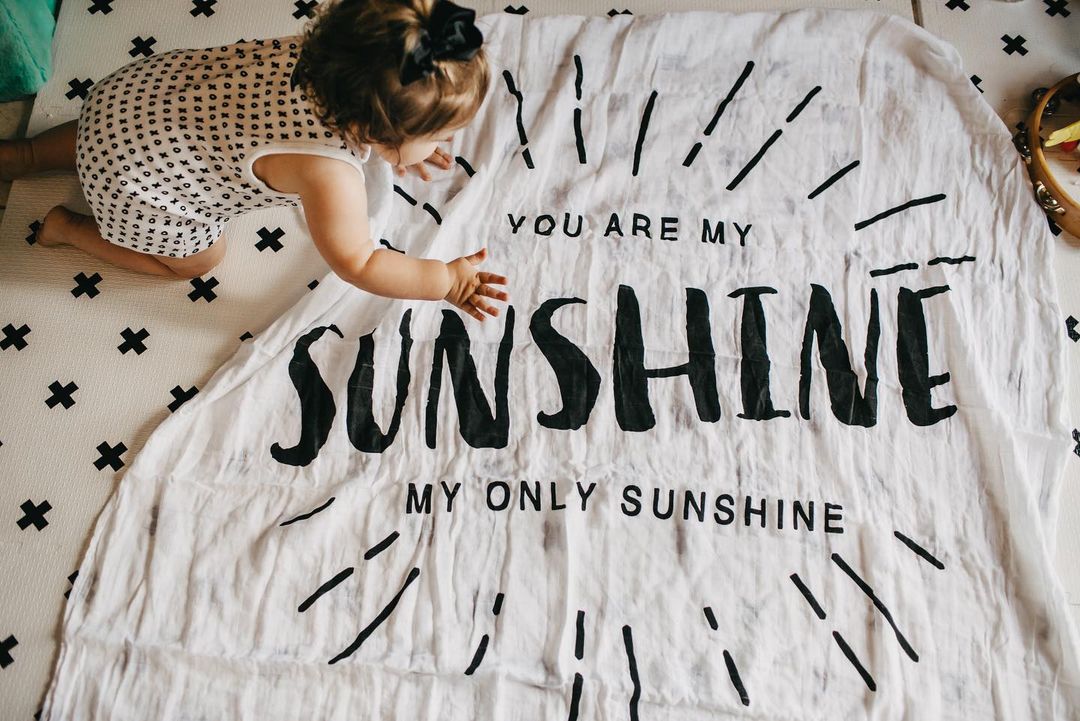 You Are My Sunshine organic muslin swaddle and wall art by Modern Burlap