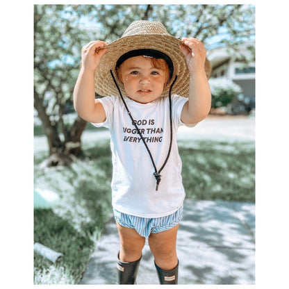 God is bigger than everything Kid's Crewneck Tee -  Cloud