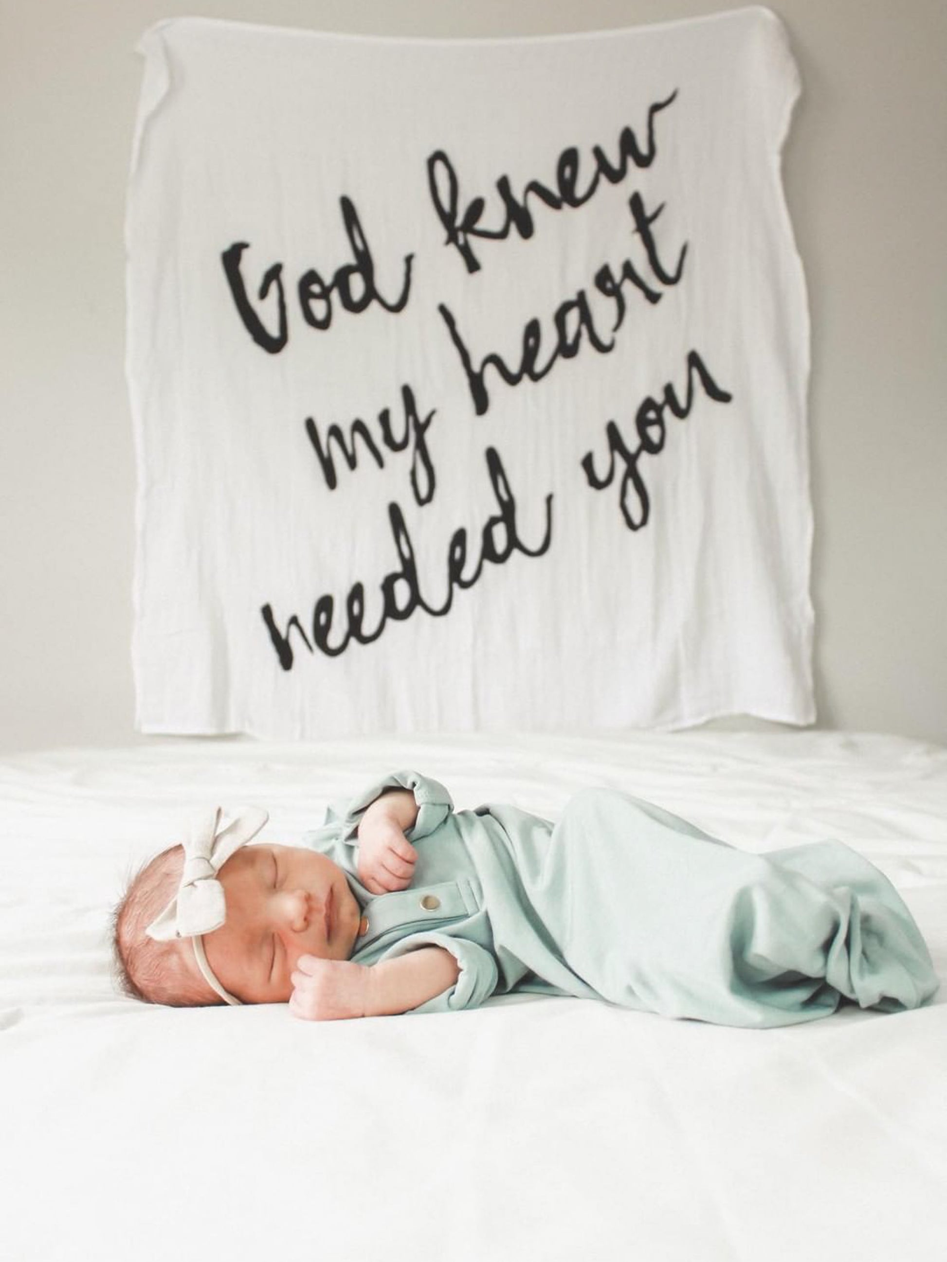 God Knew My Heart Needed You organic cotton muslin swaddle by Modern Burlap