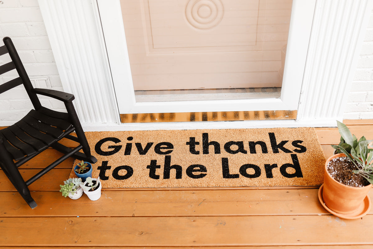 XL Christian Doormat | Give Thanks to the Lord | Coconut Coir