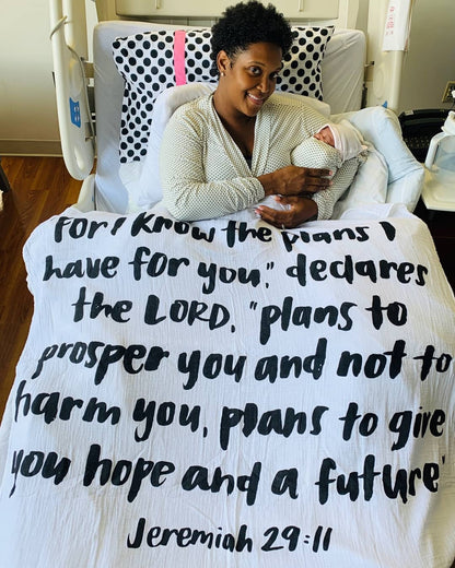 Jeremiah 29:11 Scripture swaddle and wall art by Modern Burlap