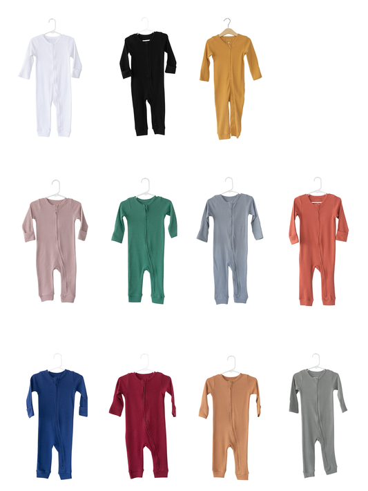 Solid color organic thermal zip coverall by Modern Burlap