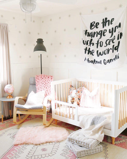 Be the Change Organic Swaddle + Wall Art | GOTS Certified Organic Cotton Muslin