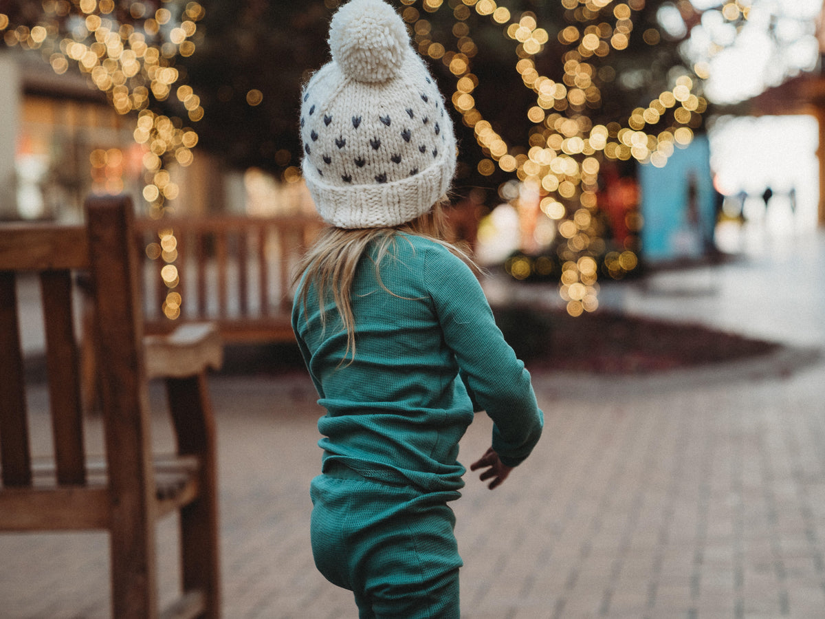 Organic Thermal Baby + Kids Pajama Set | Pine Green — Back view of the green pajama set