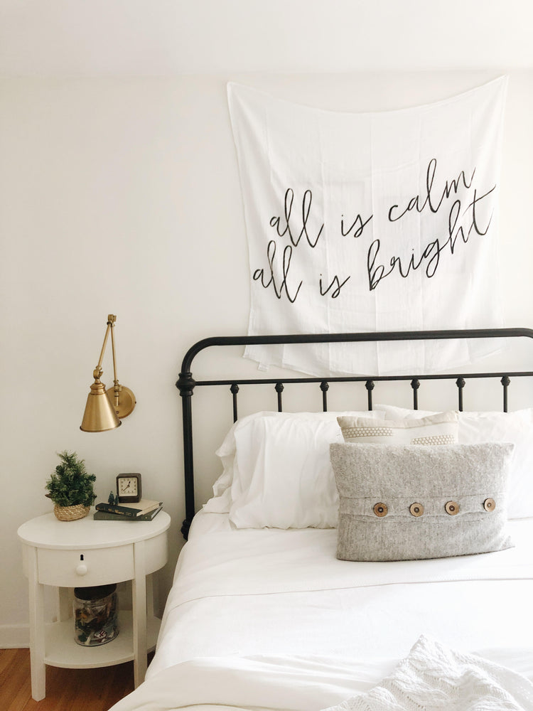 Organic Swaddle + Wall Art -  All is calm all is bright