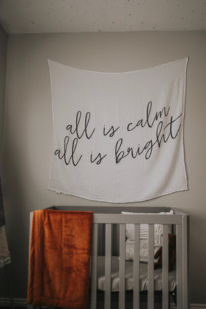 
                  
                    Load image into Gallery viewer, Organic Swaddle + Wall Art -  All is calm all is bright
                  
                