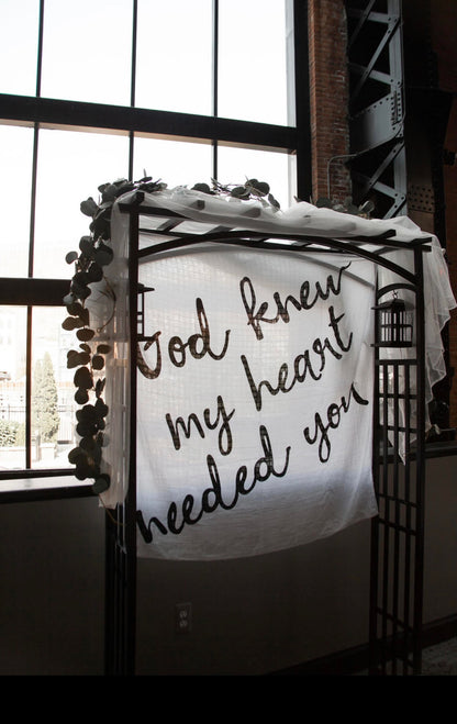 God Knew My Heart Needed You organic cotton muslin swaddle by Modern Burlap