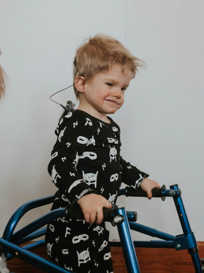 Organic Baby + Kids Pajama Set | White on Black Hero Struck©