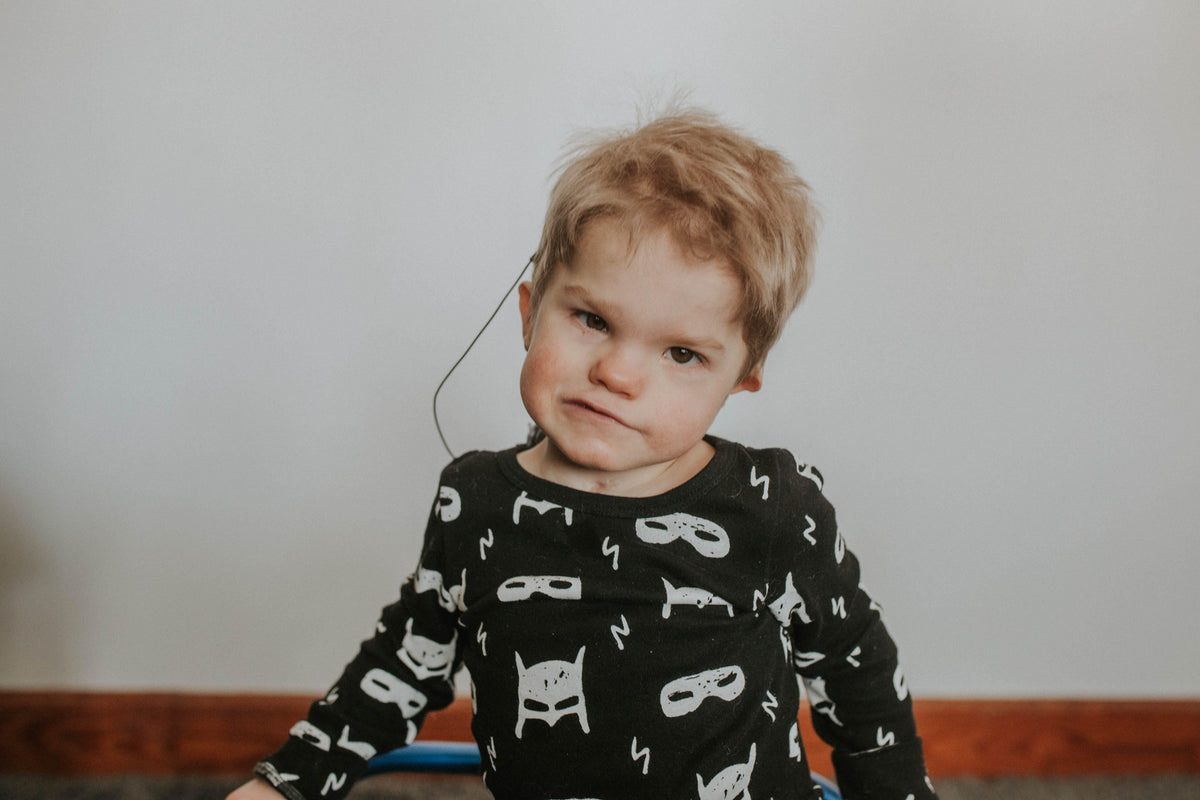 Organic Baby + Kids Pajama Set | White on Black Hero Struck©