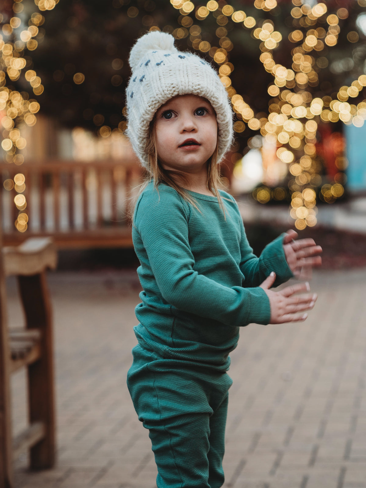 Organic Thermal Baby + Kids Pajama Set | Pine Green