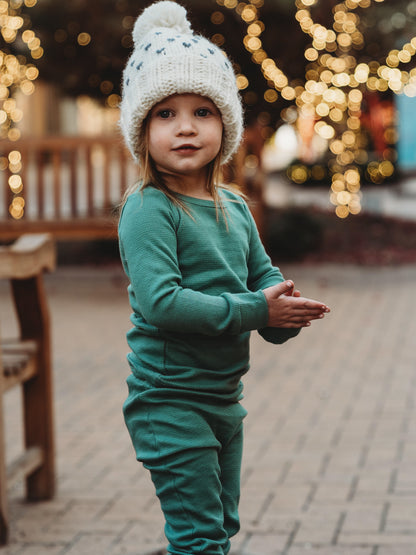 Organic Thermal Baby + Kids Pajama Set | Pine Green