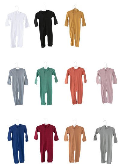 Organic Hoodie Zip Coverall | GOTS Certified Organic Cotton | Solid Colors